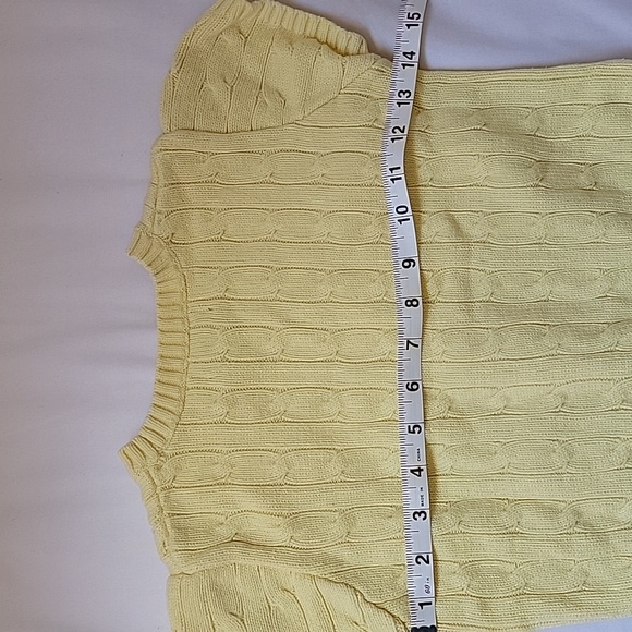 Ralph Lauren Cable Knit Short Bell Sleeve Preppy Sweater Yellow Girl's Medium - Picture 2 of 4